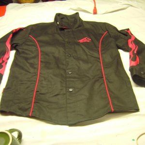 BSX Welders Black with Red Flames on sleeves Jacket Size Medium